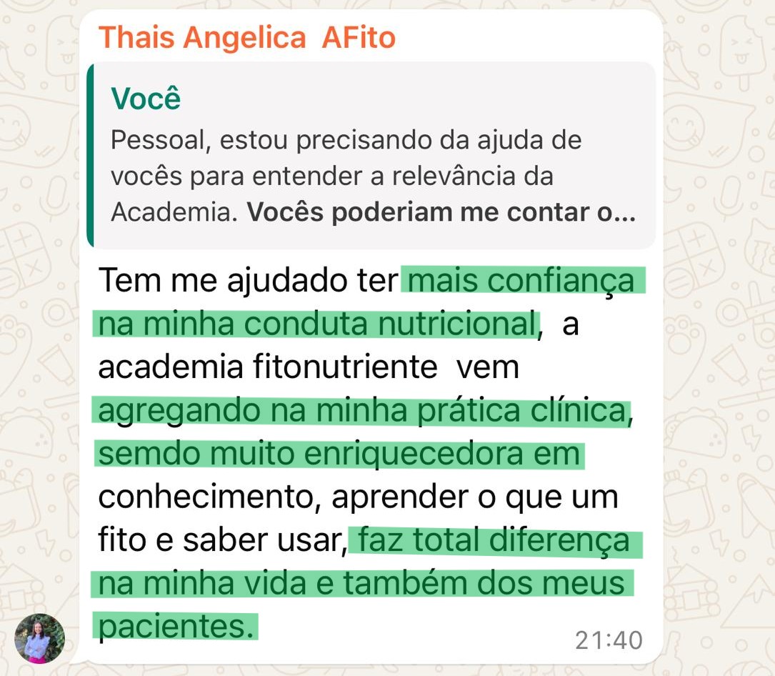 Depoimento de aluna da Academia FitoNutriente